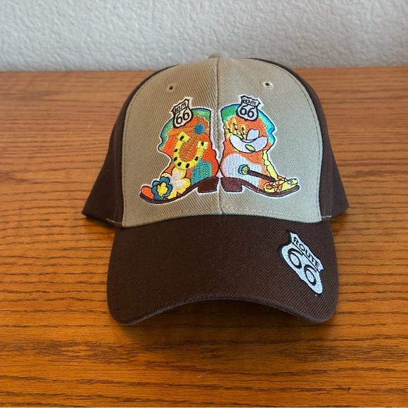 Santo Cap Brown Route 66 Hat Cap OS Adjustable Strap - Picture 1 of 7